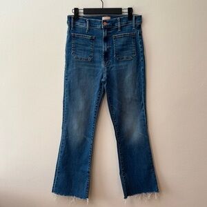 Mother The Hustler Jeans, Frayed Ankle, Color Teaming Up, Size 29